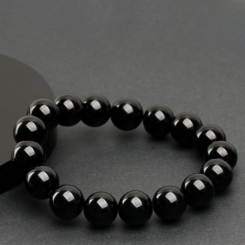 Natural black obsidian round bead bracelet feng shui bracelet original healing gemstone bracelets energy protection jewelry