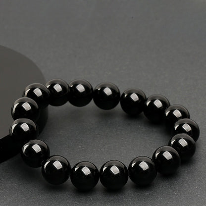 Natural black obsidian round bead bracelet feng shui bracelet original healing gemstone bracelets energy protection jewelry
