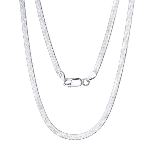 flat snake chain sterling silver 3mm platinum finish 40-60cm
