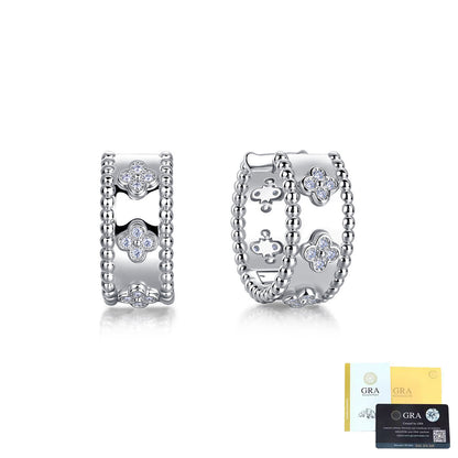 four leaf clover earrings silver 1.1mm diamond cut