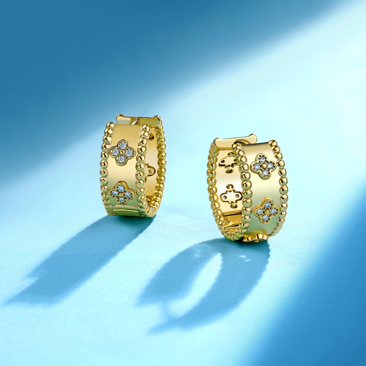 four leaf clover earrings gold plated S925 base