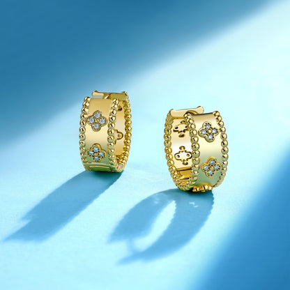 four leaf clover earrings gold plated S925 base