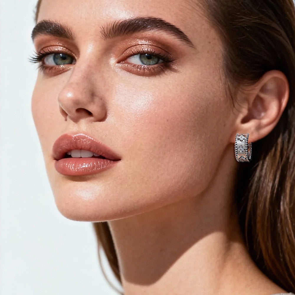 four leaf earrings moissanite pave 48 stones GRA