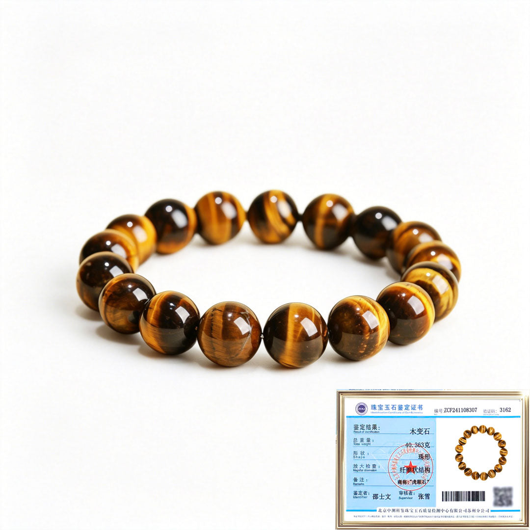 Smooth golden tiger eye bead surface talisman bracelet manifestation bracelet positive energy bracelet for inner confidence