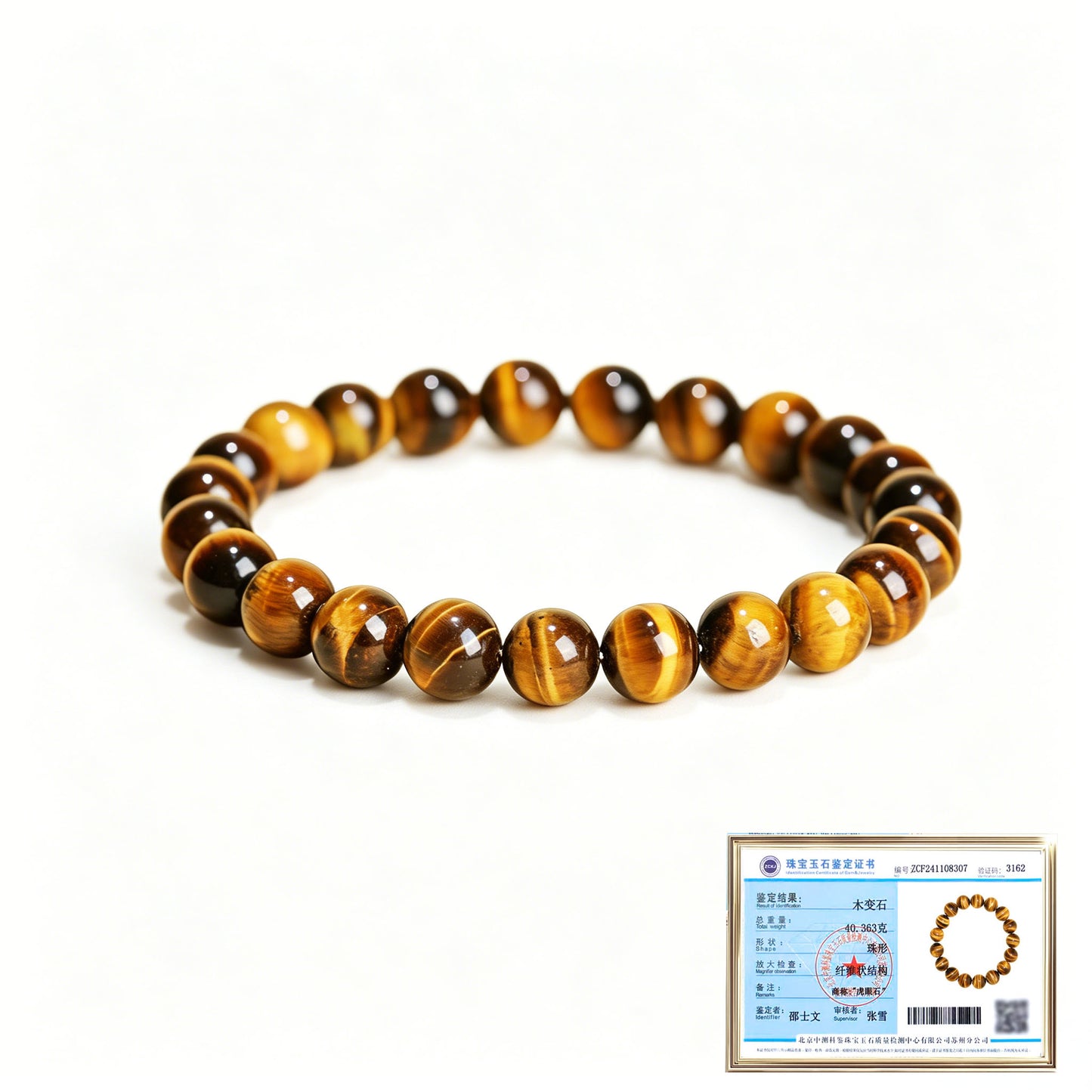 Model wearing Natural Golden Tiger's Eye Beaded Bracelet Protection & Confidence Stone tiger eye bracelet office feng shui protective amulet bracelet for career luck