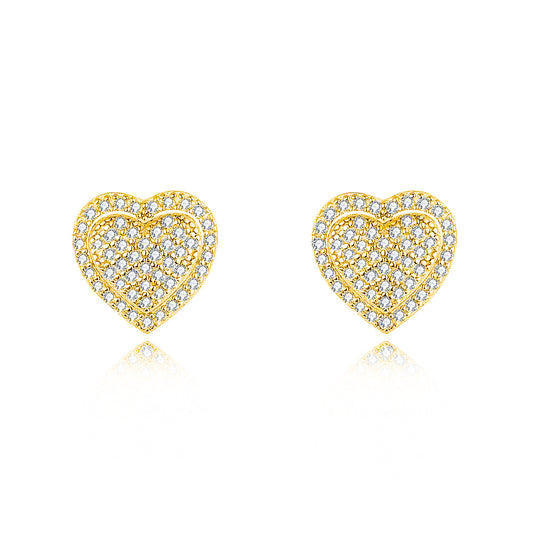 heart stud earrings moissanite S925 sterling silver
