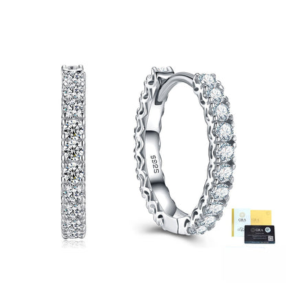 sterling silver moissanite huggie earrings 2mm stones