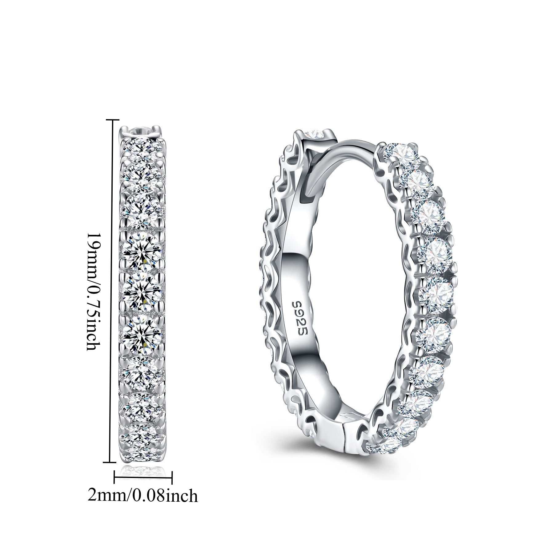 huggie earrings moissanite pave 0.96ctw silver