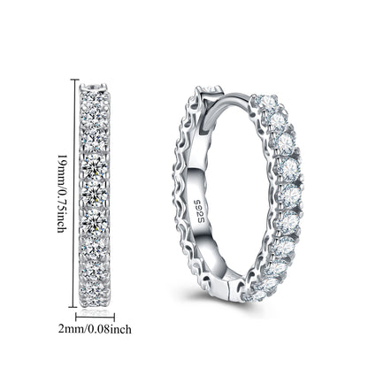 huggie earrings moissanite pave 0.96ctw silver