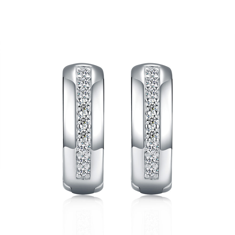 diamond huggie earrings alternative sterling silver moissanite for bridesmaid