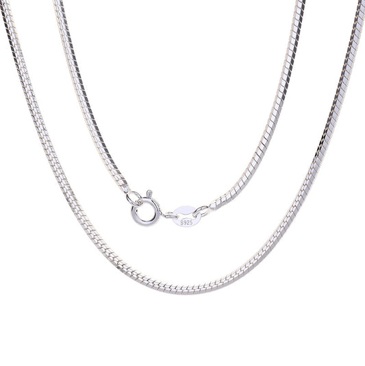 long snake chain necklace 925 silver 1.5mm 120cm platinum finish