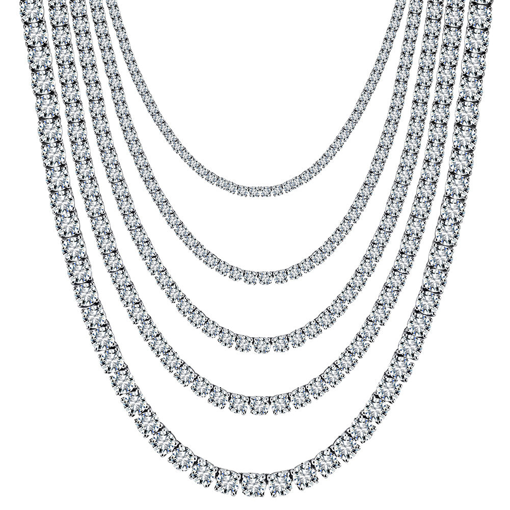 men's tennis necklace moissanite 5mm platinum finish