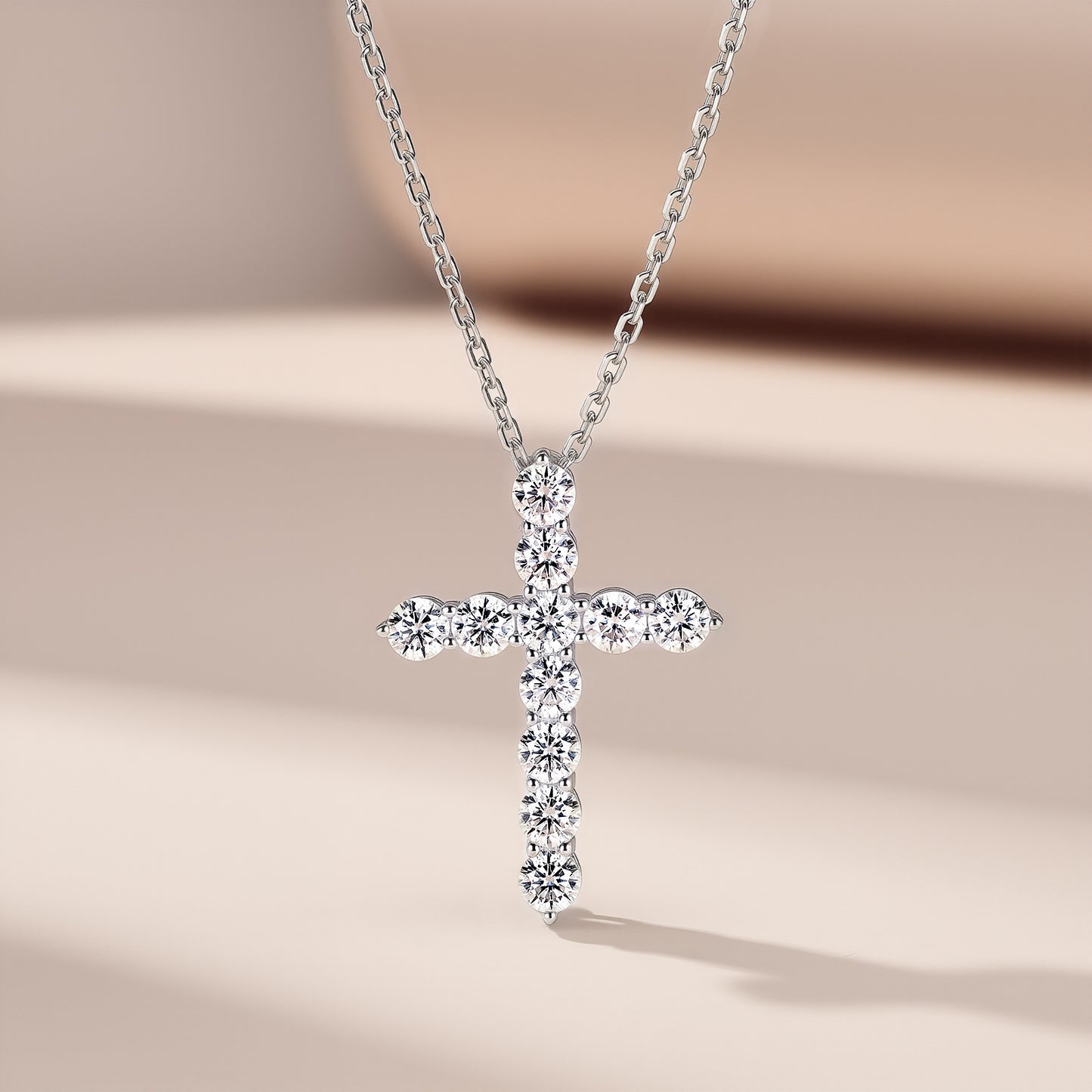 cross pendant necklace bridesmaid thank you gift moissanite white gold
