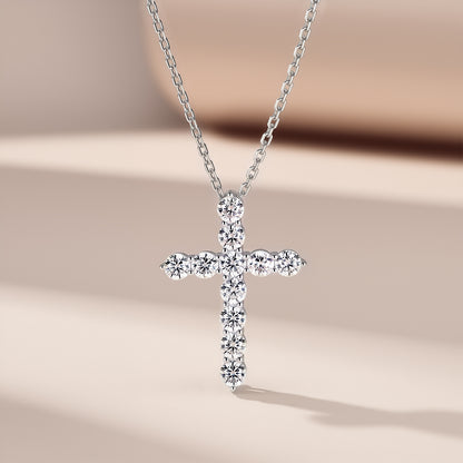 cross pendant necklace bridesmaid thank you gift moissanite white gold