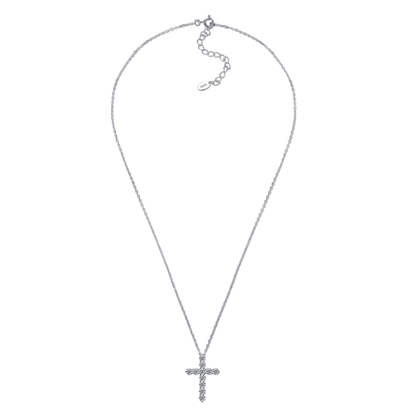 moissanite white gold cross necklace confirmation day present D VVS pave