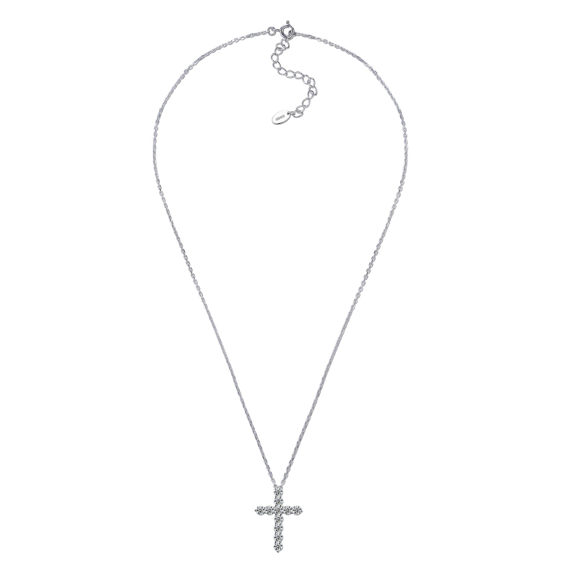 moissanite white gold cross necklace confirmation day present D VVS pave