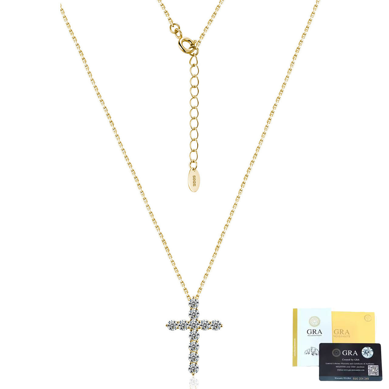 cross necklace gold Mother's Day jewelry 14k plated moissanite diamond cross