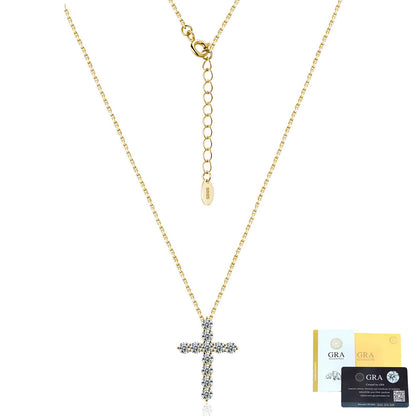 cross necklace gold Mother's Day jewelry 14k plated moissanite diamond cross