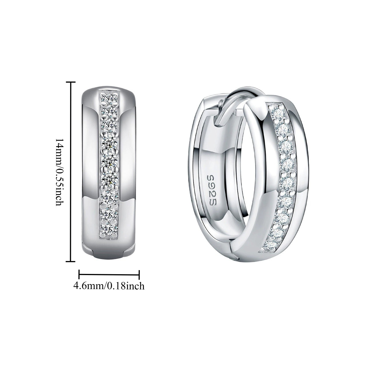 moissanite huggie earrings white gold GRA certified for Valentine's Day