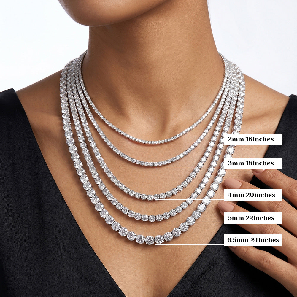 moissanite tennis necklace mens S925 sterling silver platinum finish