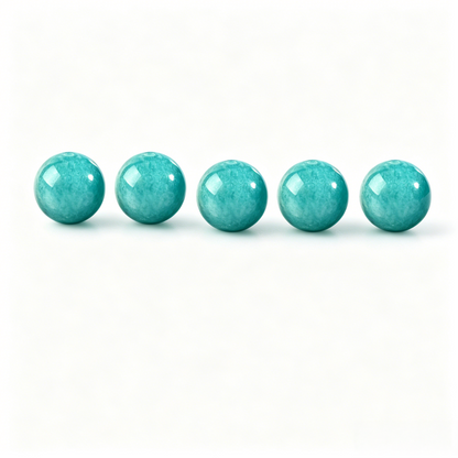 Vibrant blue green natural amazonite beads, polished amazon stone loose beads for DIY mala prayer bead jewelry