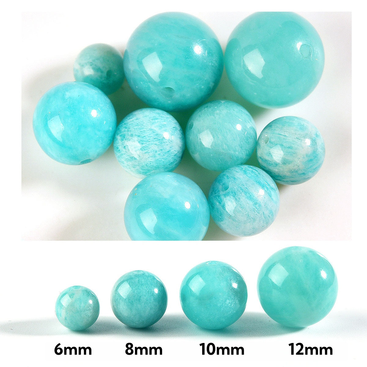 Natural amazonite crystal loose beads, calming energy amazon stone beads for spiritual DIY jewelry making gifts