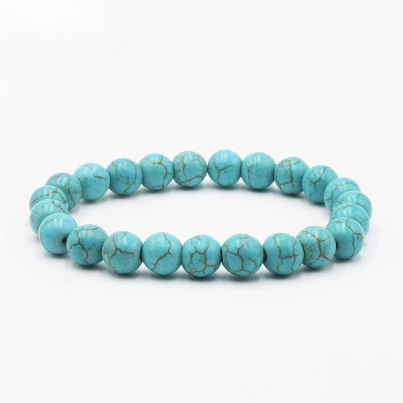 Pre-charged aura synchronized AAA turquoise crystal bracelet unisex stretch jewelry for blocking negative energy and attracting good luck