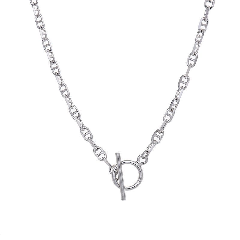 pig nose chain necklace S925 sterling silver 3mm OT clasp platinum finish