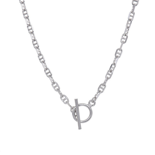 pig nose chain necklace S925 sterling silver 3mm OT clasp platinum finish