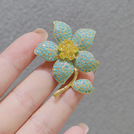 Sparkling cubic zirconia blue stone brooch pins for women, versatile coat brooch accessory, trendy cz brooch ideal wedding jewelry and thoughtful gift for her.XXB0017