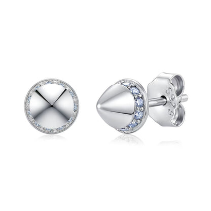 silver earring set rivet style moissanite 925 sterling silver