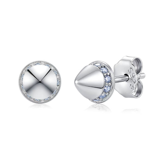 silver earring set rivet style moissanite 925 sterling silver
