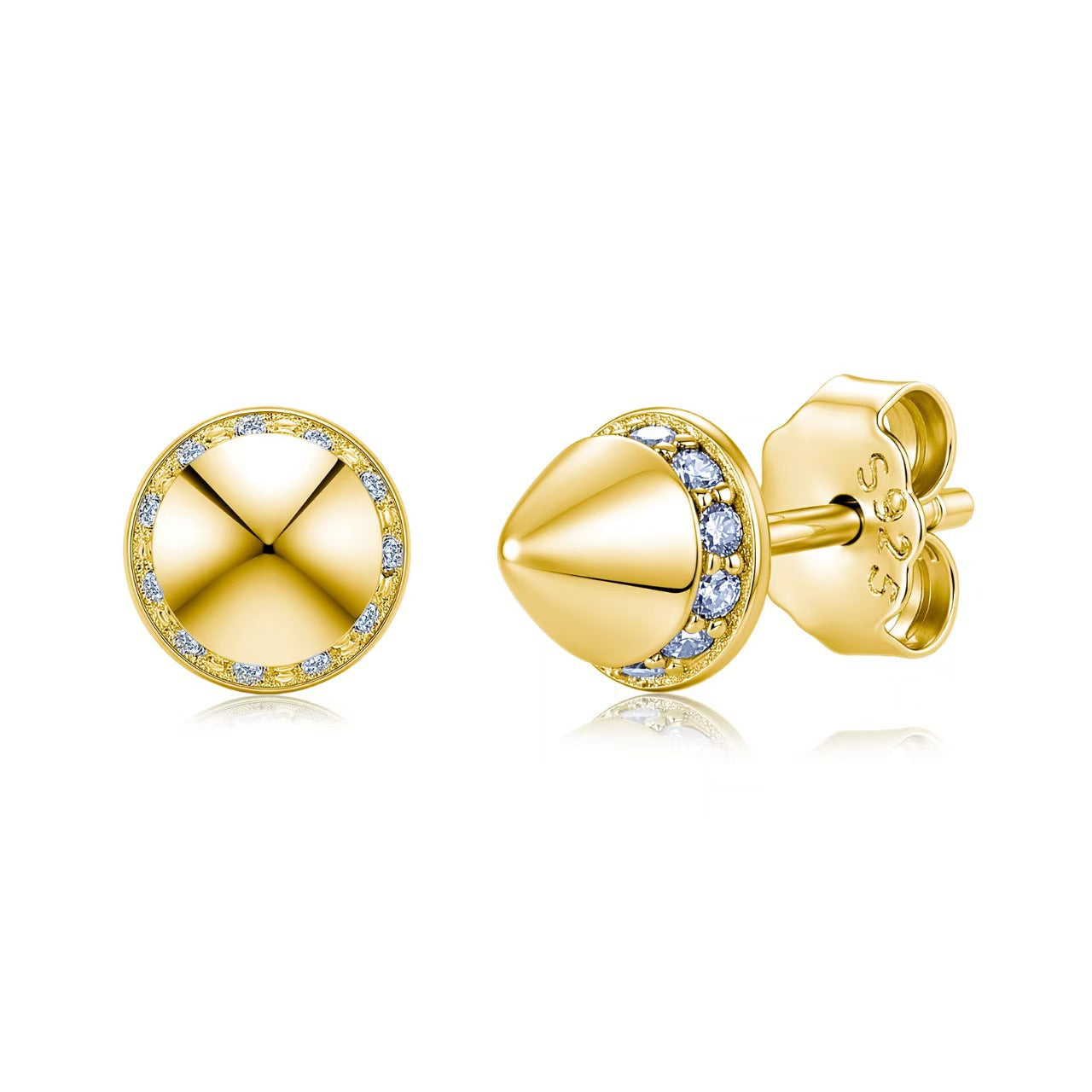 rivet earrings moissanite S925 sterling silver 14k gold