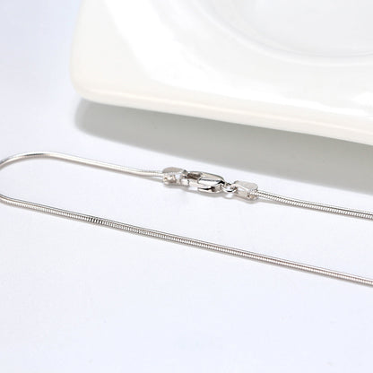 S925 sterling silver 1mm round snake chain necklace silver unisex, platinum finish 45cm snake italian chain, smooth snake bone chain for men women daily wear