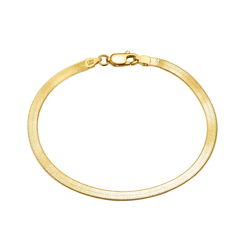 snake chain silver 18k gold electroplated mens bracelet
