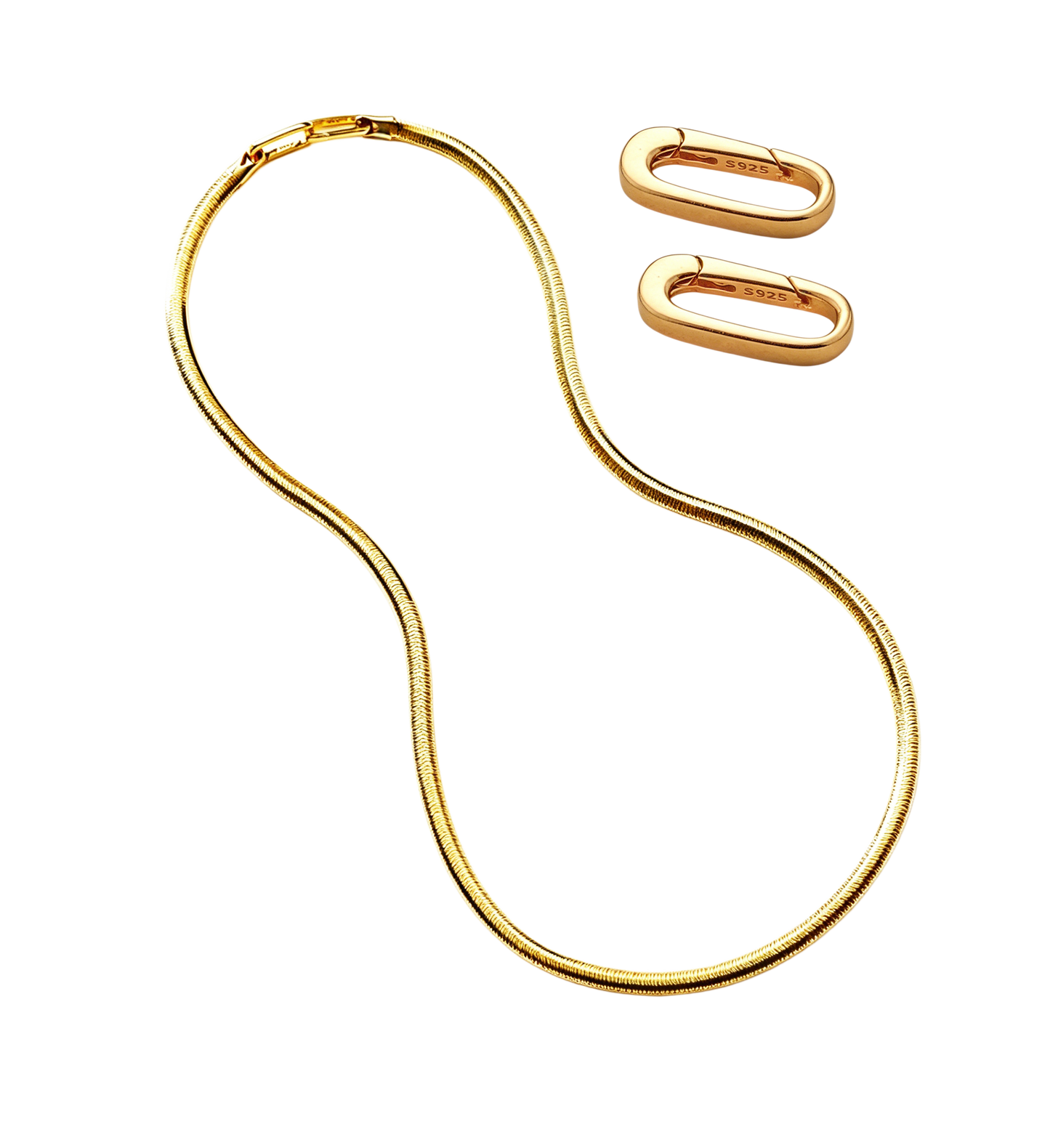 18K gold snake chain necklace women 45cm extendable snake flat chain