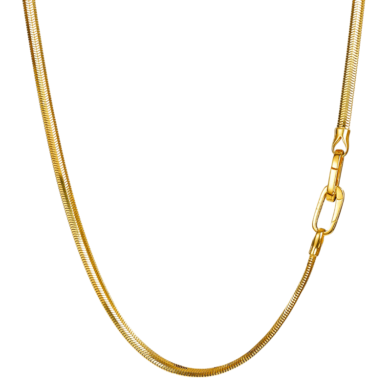 shiny snake chain gold 45cm adjustable length for daily wear