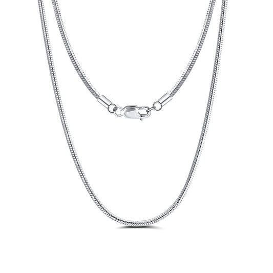  S925 sterling silver 1mm round snake chain necklace silver unisex, platinum finish 40-60cm snake italian chain, smooth snake bone chain for men women daily wear