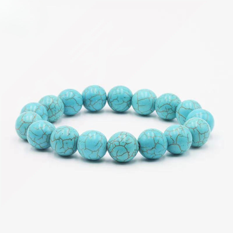 Natural turquoise healing bracelet worn during meditation to calm anxiety and enhance spiritual awareness