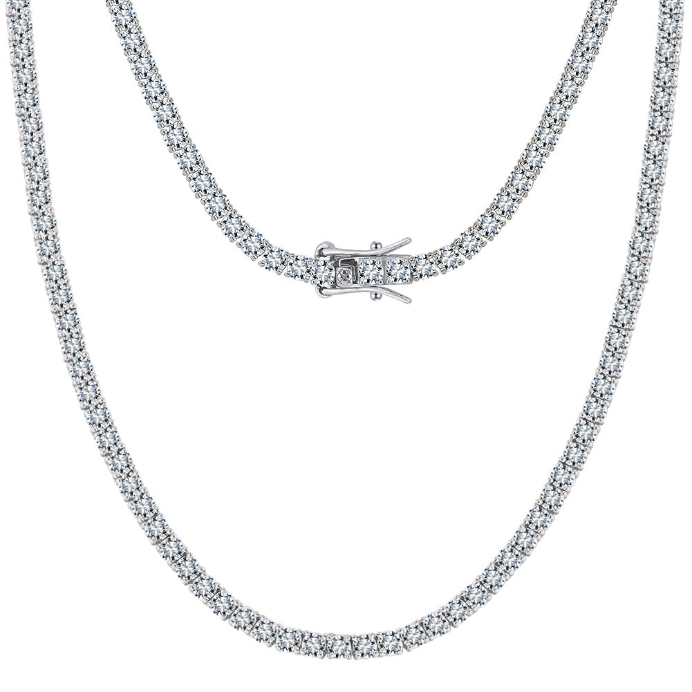 moissanite tennis necklace 14k gold style S925 silver four-prong