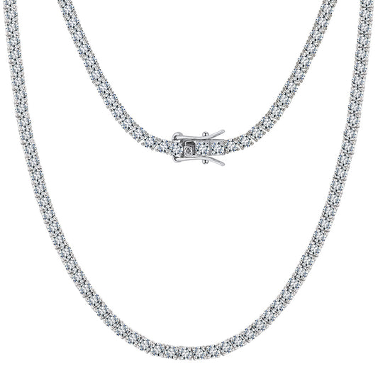 moissanite tennis necklace 14k gold style S925 silver four-prong