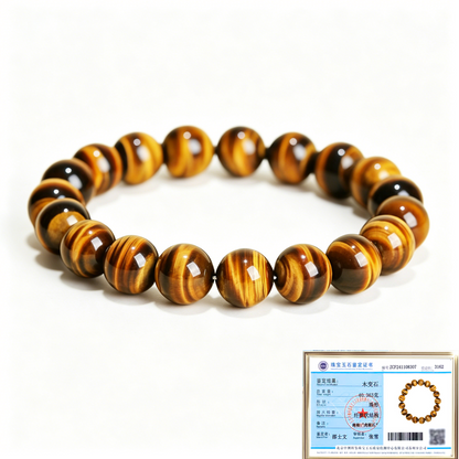 Polished yellow tiger eye crystal detail crystal bead bracelet grounding energy stone high vibration crystal feng shui wealth beads