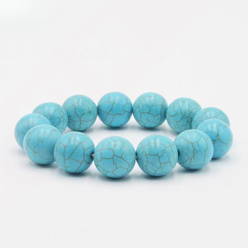 AAA certified natural turquoise crystal bracelet 14mm stretch unisex healing stone bracelet for protection calm communication spiritual wellness
