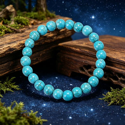 Natural turquoise crystal bracelet for spiritual growth meditation, negative energy shield talisman