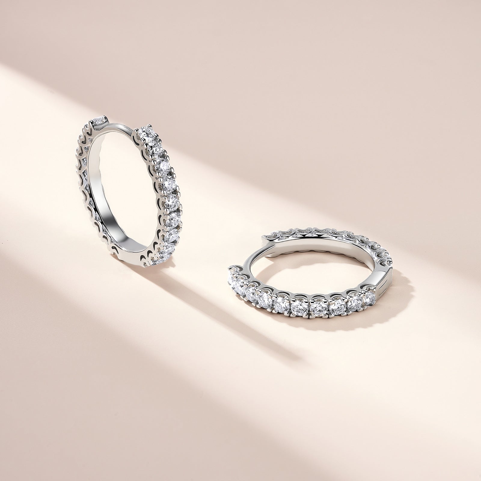 women's moissanite huggie earrings round cut D VVS