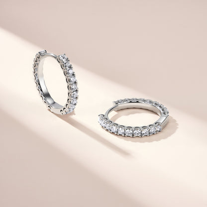 women's moissanite huggie earrings round cut D VVS